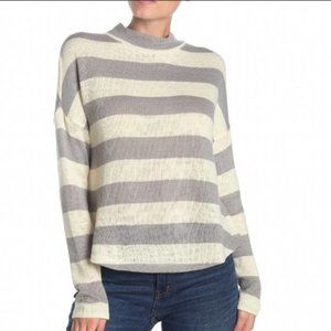 Socialite Striped Mock Neck Dolman Sleeve Sweater